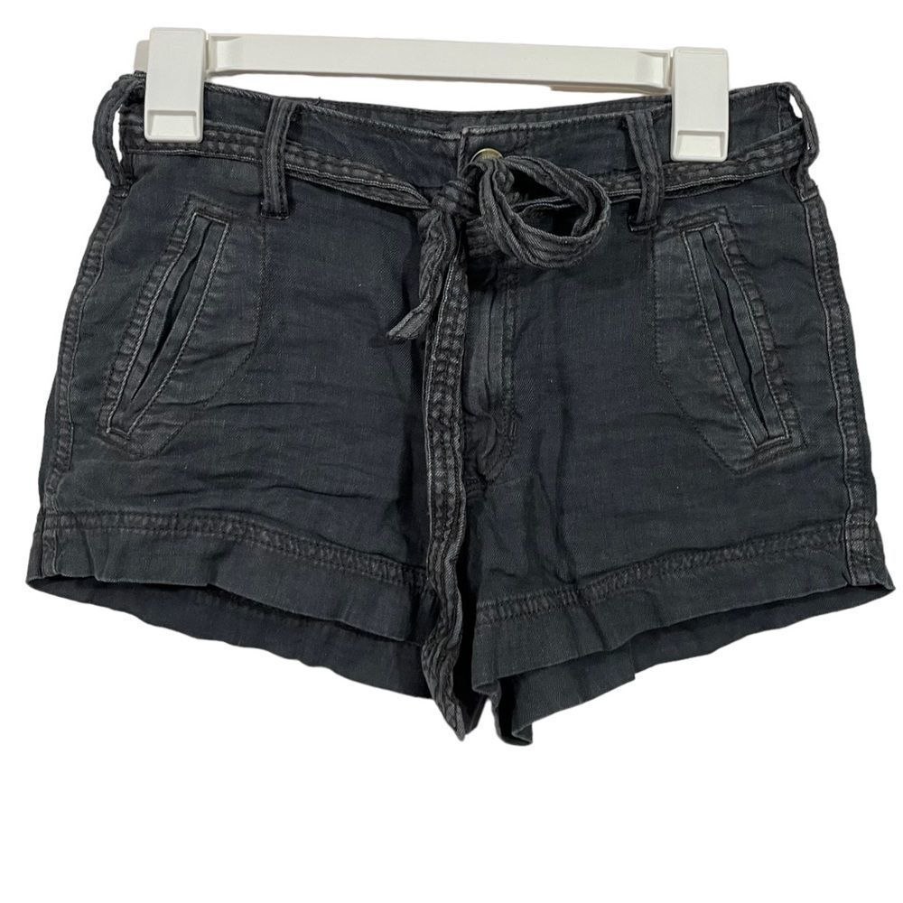 American Eagle Black Tie Waist Mom Jean Shorts